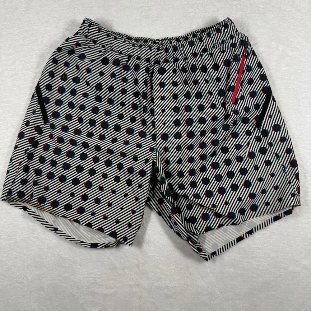 Lululemon Tracker Short Black White Polka‎ Dot Striped Athletic Shorts 4